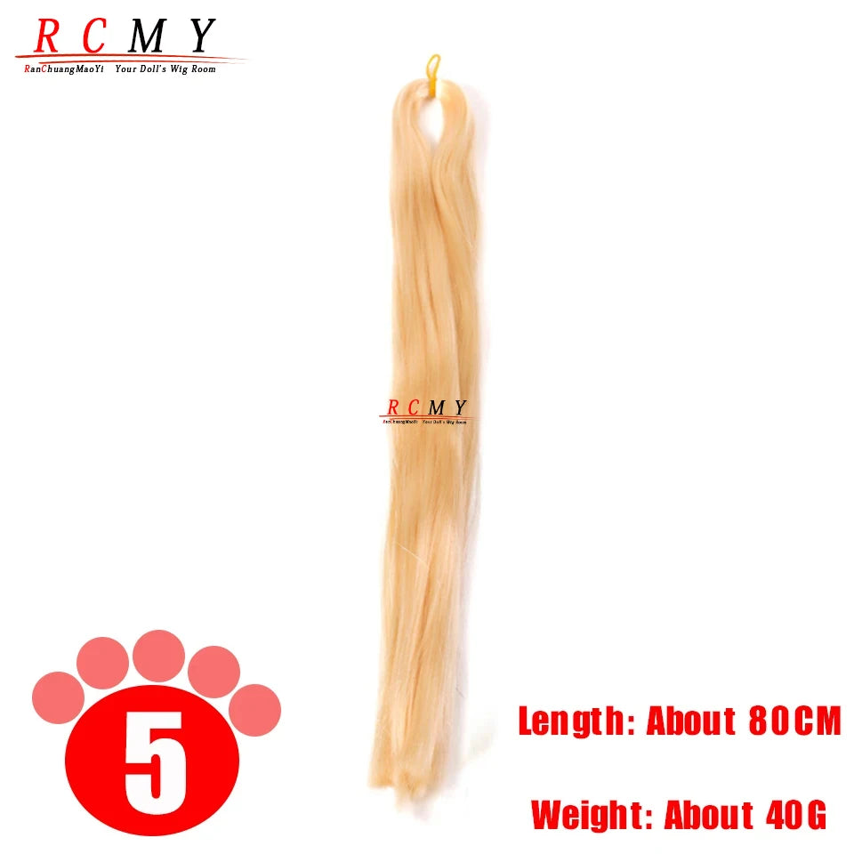 BJD SD Doll 80CM/40 White Black Hair Row Milk Silk Anti-Mohair Wig Handmade Hook Transplant Material for Girls and Boys Hair 