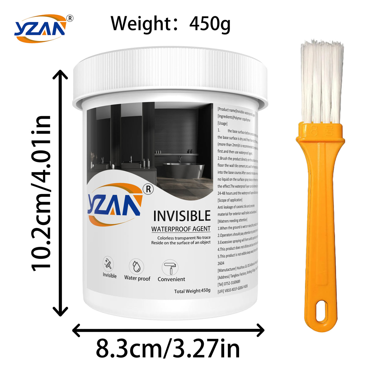 450g Polyurethane Waterproof Coating Invisible Paste Sealant Glue with Brush Adhesive Repair Nano Glue for Home Roof Bathroom