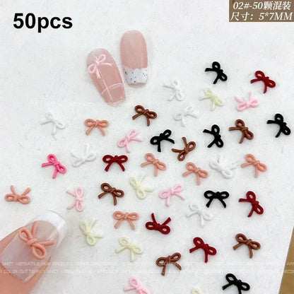 French Ribbons Colorful Resin Cute Bowknot Charm Leopard Print Bow Tie Nail Art Decorations Manicure Tools Accessories Wholes