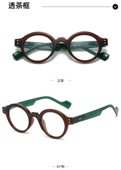 Retro Round Frame Fashionable Reading Glasses Made of Ultra Light Resin, Suitable for Both Men and Women