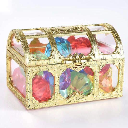 Vintage Treasure Chest Storage Box Transparent Pirate Candy Jewelry Display Box for Wedding Party Birthday