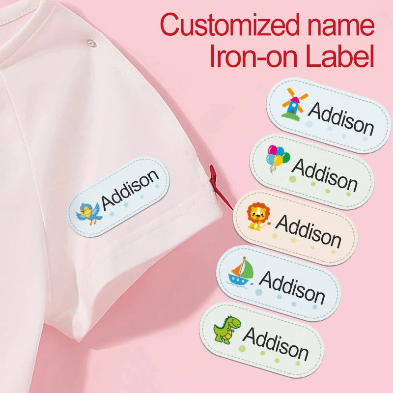 Custom Waterproof School Labels for Kids - Iron-On Name Tags Options for School, Durable Personalized Stickers for Uniforms