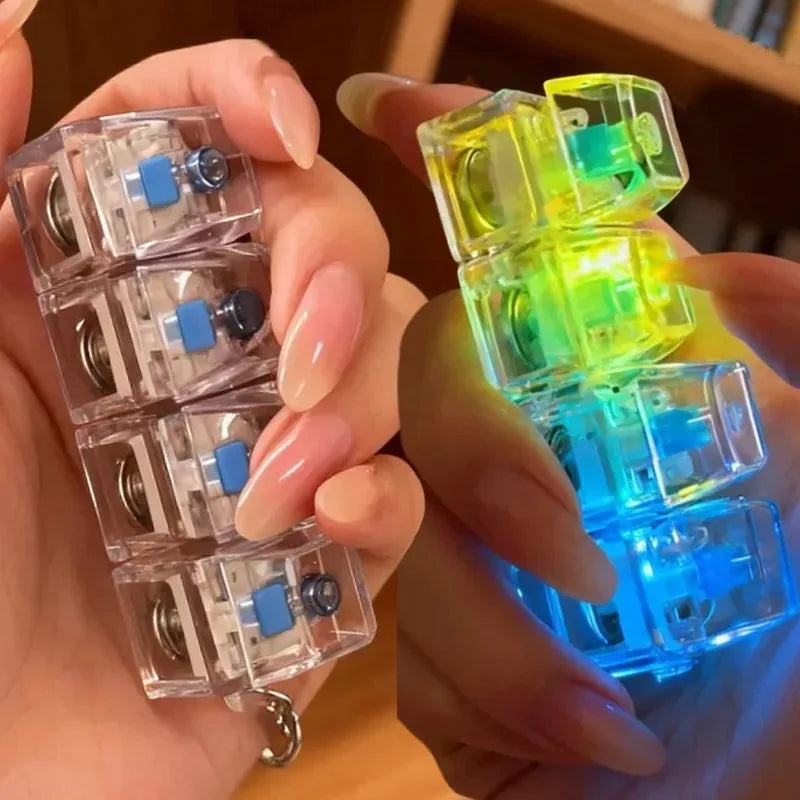 Light Up Keyboard Key Keychain Stress Relief Fidget Toy Clickable Button with LED Light