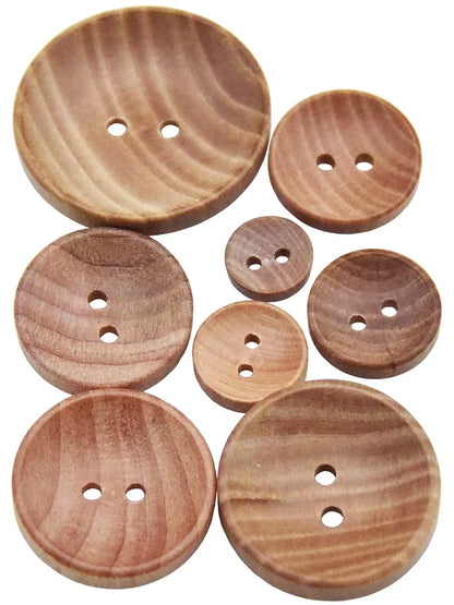 Natural Color Camellia Wood Grain Wooden Buttons Sewing Accesories For Clothes Decorative 2 Holes Button 10mm-30mm 10PCs 30PC