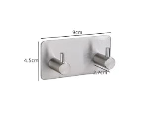 Stainless Steel 3M Self Adhesive Hooks Sticky Wall Door Hook Robe Tea Towel Rustproof Towel Rack, Clothes Coat Hanger - Silve