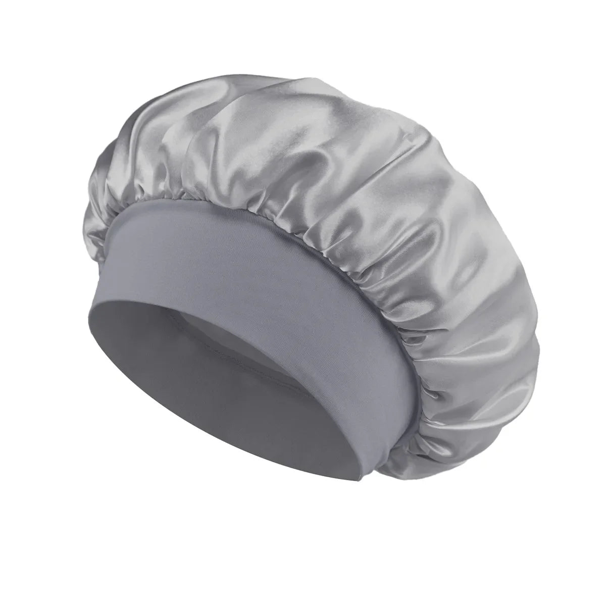 Women Satin Bonnet Hair Bonnet for Sleeping Hair Care Silk Bonnets Solid Wide-brimmed Sleeping Hat with Elastic Soft Band - g