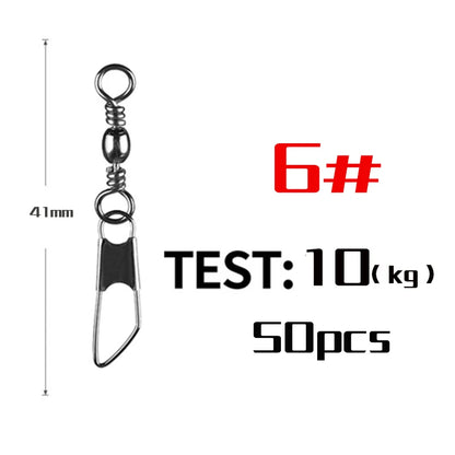 50Pcs Stainless Steel Snap Swivel Saltwater High Strength Snaps Fishing Barrel Line Connector Barrel Safety Snap Fishing Tack
