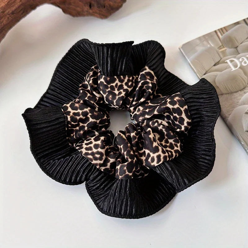 Women's New Vintage Leopard Print Lace Hair Rings Fashionable Niche Design Elegant Hair Ties with High - end Feeling - 1 Hair