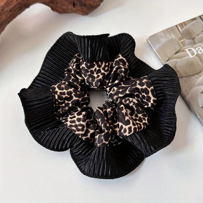 Women's New Vintage Leopard Print Lace Hair Rings Fashionable Niche Design Elegant Hair Ties with High - end Feeling - 1 Hair
