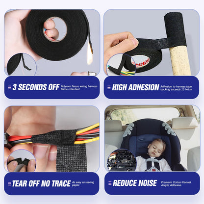 15M 9/15/19/25/32MM Heat-resistant Adhesive Cloth Fabric Tape For Automotive Cable Tape Harness Wiring Loom Electrical Heat T
