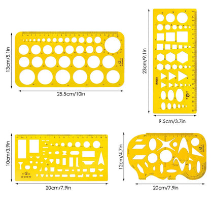 9-Pack Architectural Stencils, Technical Drawing Stencils, French Curve and Stencil Ruler Set, Student Office Drawing Stencil