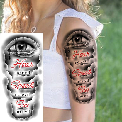 1 Sheet Bless Belief Faith Engraved Temporary Tattoos Family Love Tatoos Waterproof Realistic Fake Tattoo Stickers Long Lasti