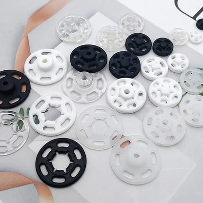 50set Plastic Sew-on Press Buttons Round Clear Invisible Snap Fasteners Buttons for Sewing Baby Clothing DIY Crafts Handmade