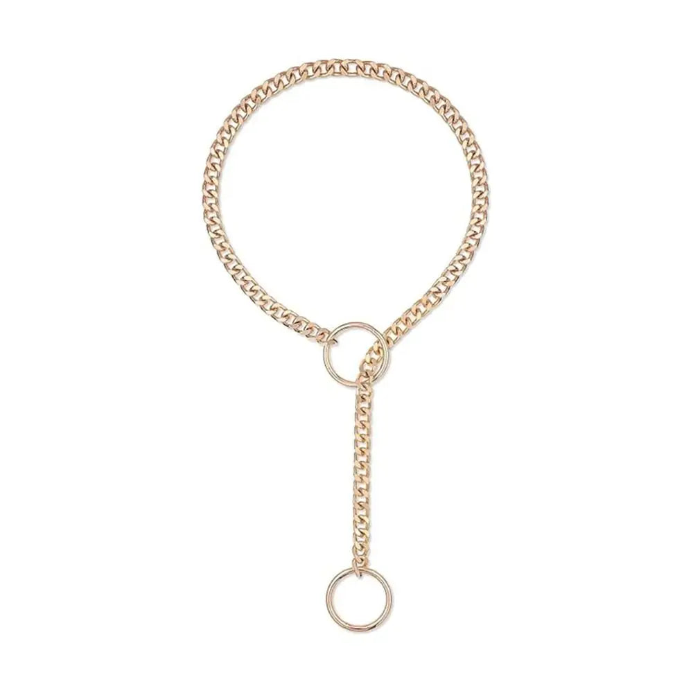 Heavy Lariat Heart Necklace Personality Punk Rock Stainless Steel Slip Chain Ring Slipchain Choker Collar For Women Men - Rou