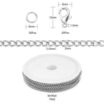 5M Chains Jewelry Making Supplies, Cable Link Chains For Making Jewelry Necklace Earring Bracelet Findings DIY Craft Kit - Wh