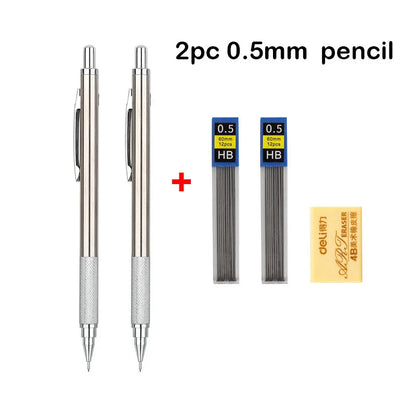 Mechanical Pencil Set 0.3 0.5 0.7 0.9 1.3 2.0mm Full Metal Art Drawing Painting Automatic Pencil with Leads Office School Sup