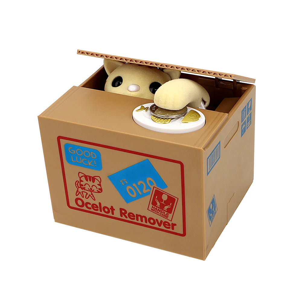 Cute Automated Panda Cat Steal Coin Bank Money Saving Box Electronic Money Boxes Kids Gift Piggy Banks - Lucky Cat