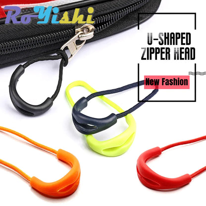 10 Pcs/Pack Mix Color Zipper Pull Cord Zipper Head Pull Puller End Fit Rope Tag Fixer Zip Cord for Garment Bags Accessory