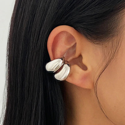 Simple Metal Multilayer Hollow Ear Clips for Women Fake Piercing Water Drop Teardrop Cartilage Clip Earring Ear Cuff Jewelry