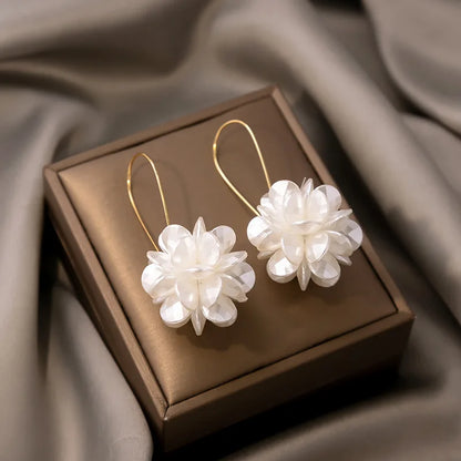 2PC Women's Fashion Trend DIY Pearl Petal Ball Earrings Outdoor Travel Carnival Banquet Party Holiday Dressing Gifts - 7238