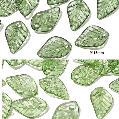 100pcs Acrylic Mini Small Tree Leaf Hand Beaded DIY Handmade Necklace Earrings Loose Bead Separated Bead Jewelry Accessory Ma