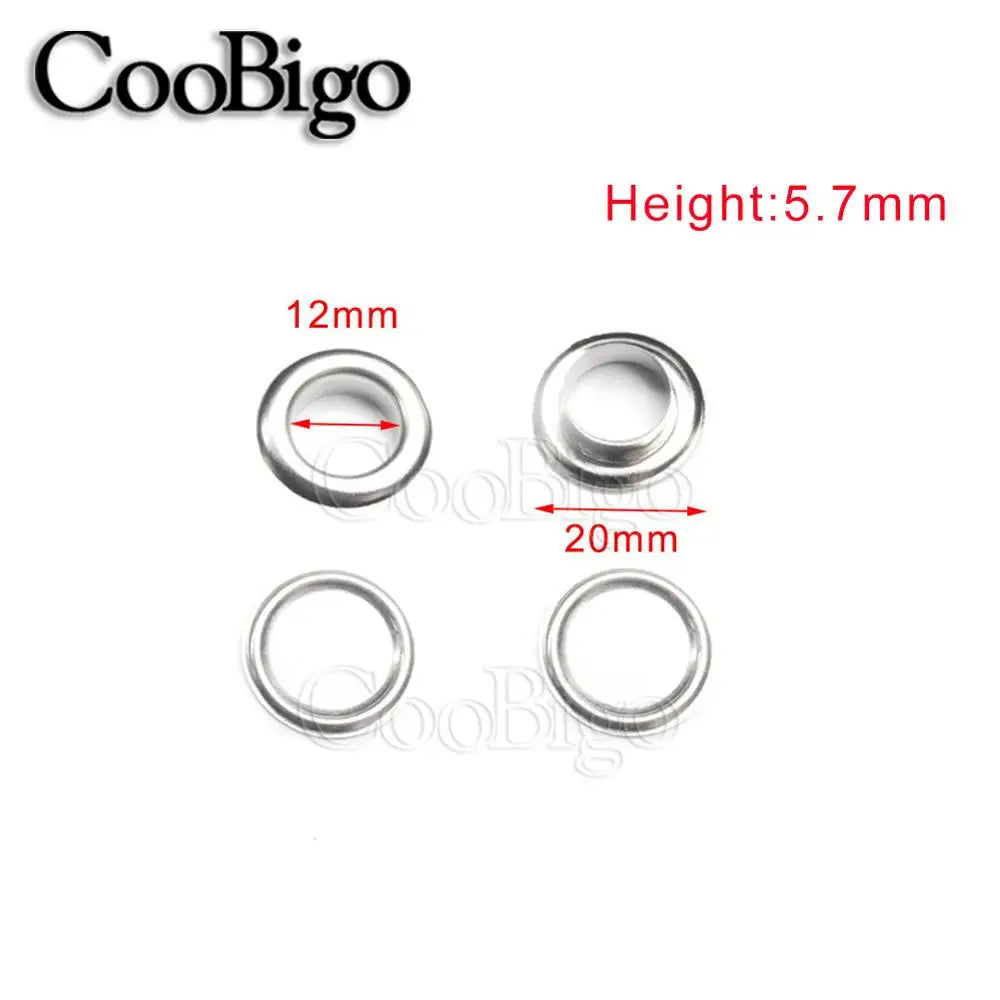 100 Sets Metal Eyelet Grommet Ring Kit for Garment Canvas Sewing Accessories Silver 2mm 3mm 4mm 5mm 6mm 8mm 10mm 12mm 14mm 17