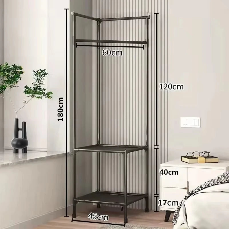 Corner Coat Hat Rack Multifunction Multi-Layer Floor Standing Corner Hanger Detachable Removable Metal Clothing Storage Shelf