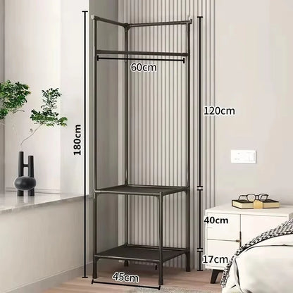 Corner Coat Hat Rack Multifunction Multi-Layer Floor Standing Corner Hanger Detachable Removable Metal Clothing Storage Shelf