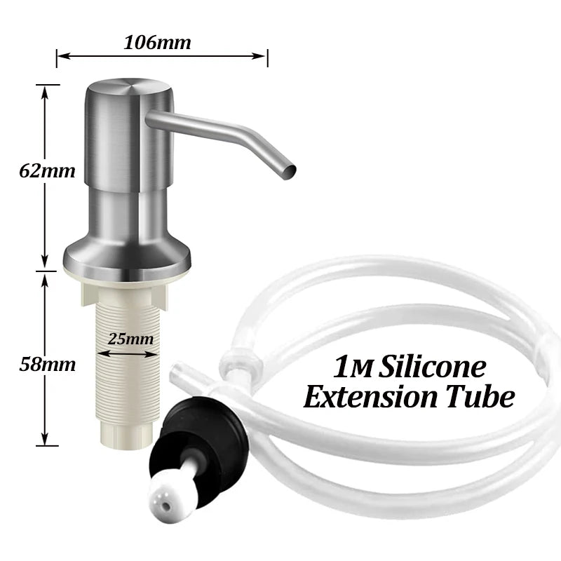 Stainless Steel Soap Dispenser Extension Tube Kit Kitchen Sink Liquid Soap Dispenser Bathroom Lotion Detergent Hand Press Pum