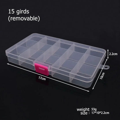 6–32 Compartment Plastic Storage Organizer Box for Beads, Jewelry & Craft Supplies - 15 girds removable