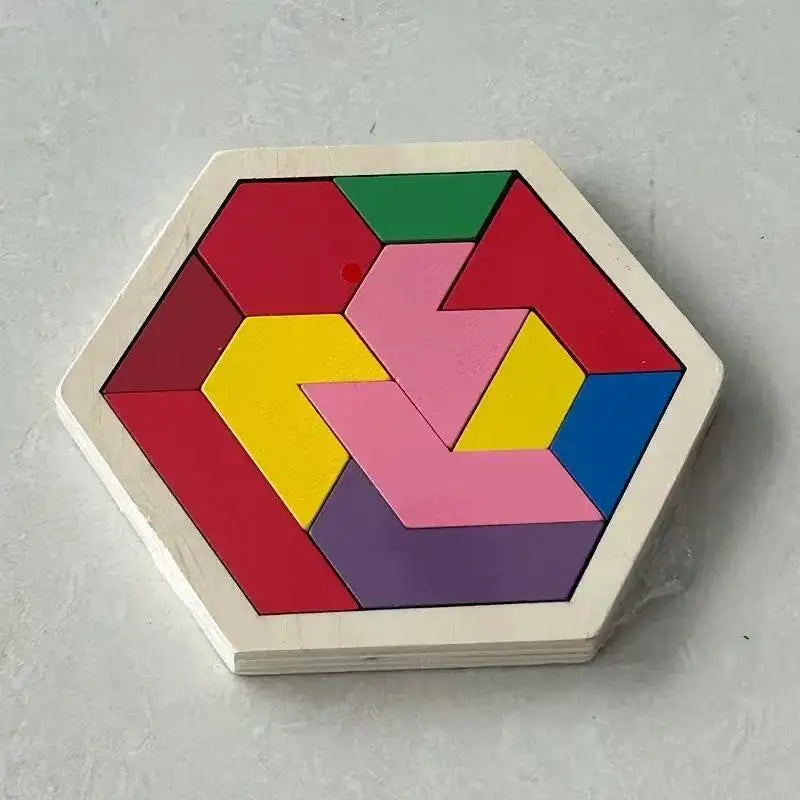 Wooden Geometric Shape Jigsaw Board Puzzles Kids Brain Teaser Non Toxic Wood Toys for Children Educational - black