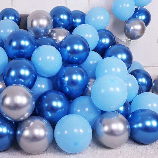 Metal Blue Thick Transparent Starry Sky Latex Helium Balloon Set for Birthdays Weddings Blue Theme Balloon Graduation Decorat