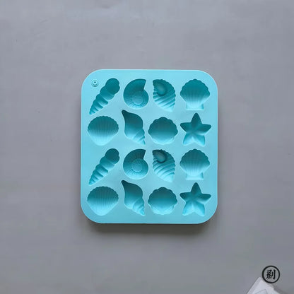 Chocolate Silicone Mold Shell Marine Animal Shape Candy Pudding Cake Decoration Mold 3D 16-Cavity - 012blue
