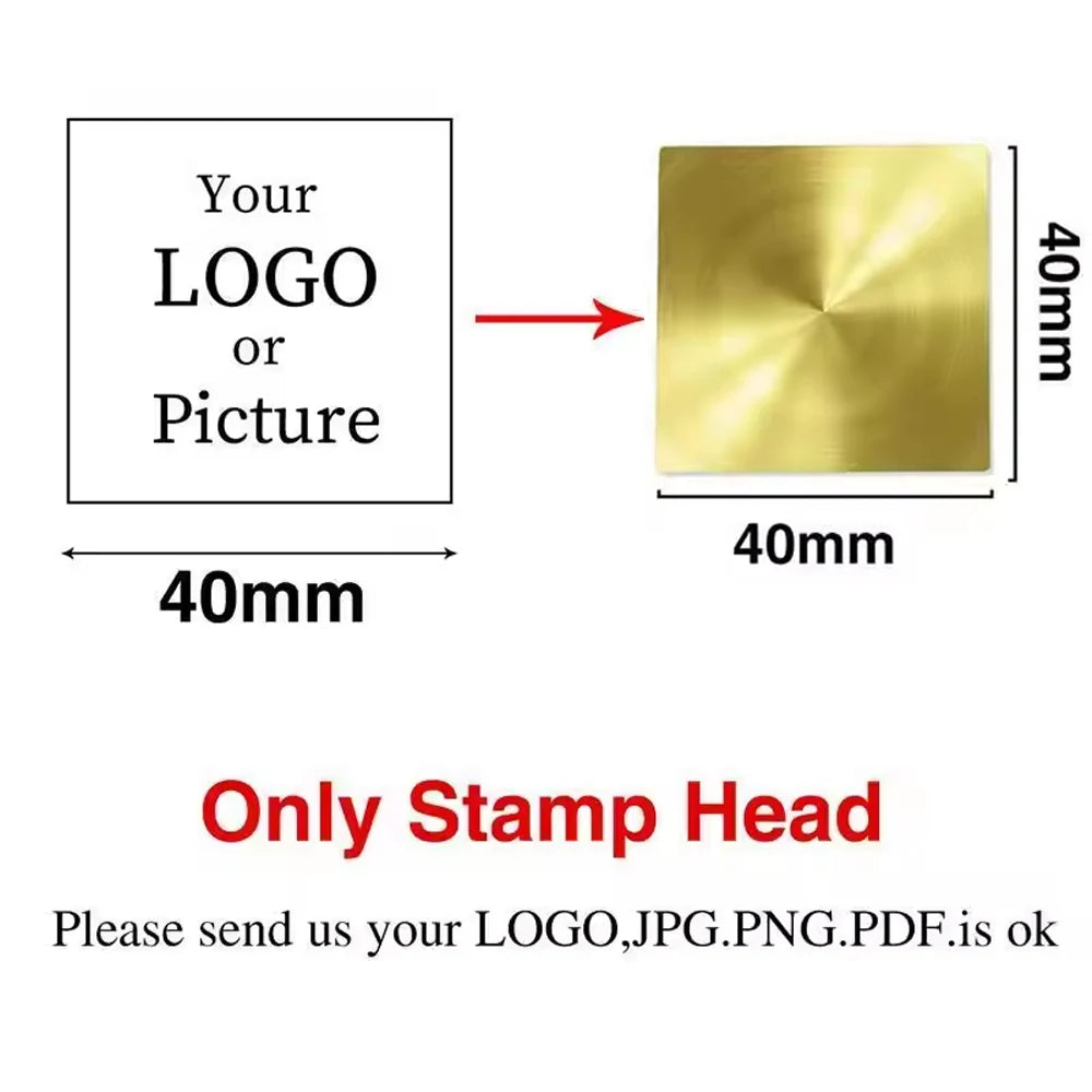 Custom Brass Wax Seal Stamp Personalized LOGO 25/30/40/50mm Round/Square Wax Sealing Head For Wedding Invitation Card Decor S