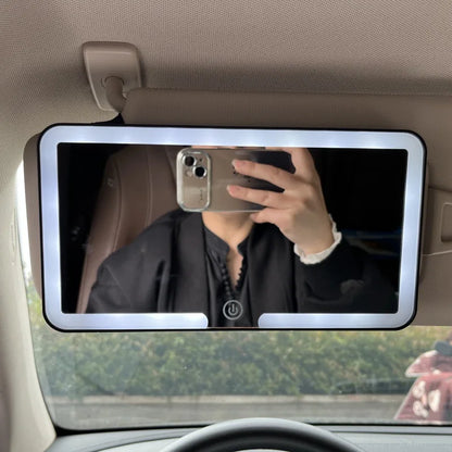 Car Interior Mirrors Sun Visor Plate LED HD Makeup Mirror for Girls Women Rechargeable Fill Light Universal Thin Vanity Mirro