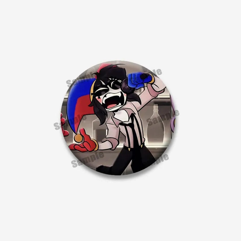 Creative Funny P-Pomni Enamel Pins Cute Cartoon Character Round Brooch DIY Backpack Jacket Collar Badge Jewelry Gifts for Fri
