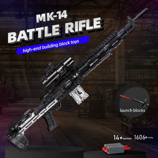 Military MK14 Battle Rifle Simulation Gun Assembled Building Blocks Bricks Model MOC Army Firearm Weapons Set Boys Toys Kid G