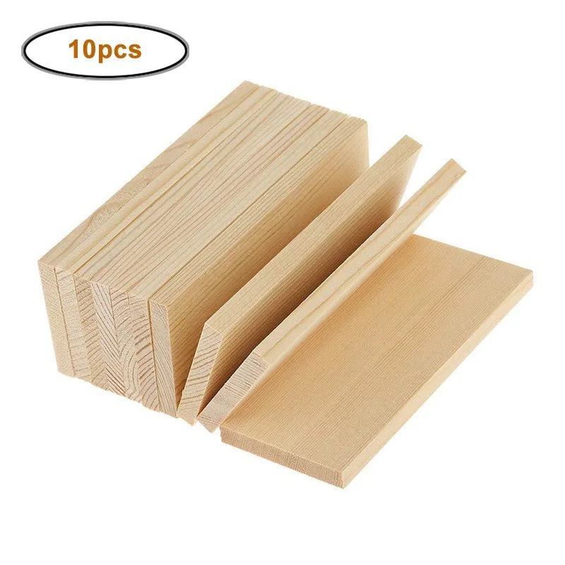 10pcs Unfinished Wood Rectangle Board for Paintings, Natural Pine Wooden Blocks Panels Plank, for DIY Art Crafts Dollhouse - 