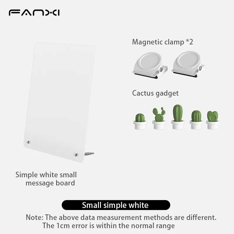 Magnetic Bulletin Board with Stand Magnetic Board for Tabletop with Magnetic Clamp Metal Board for Magnets Display - Small wh