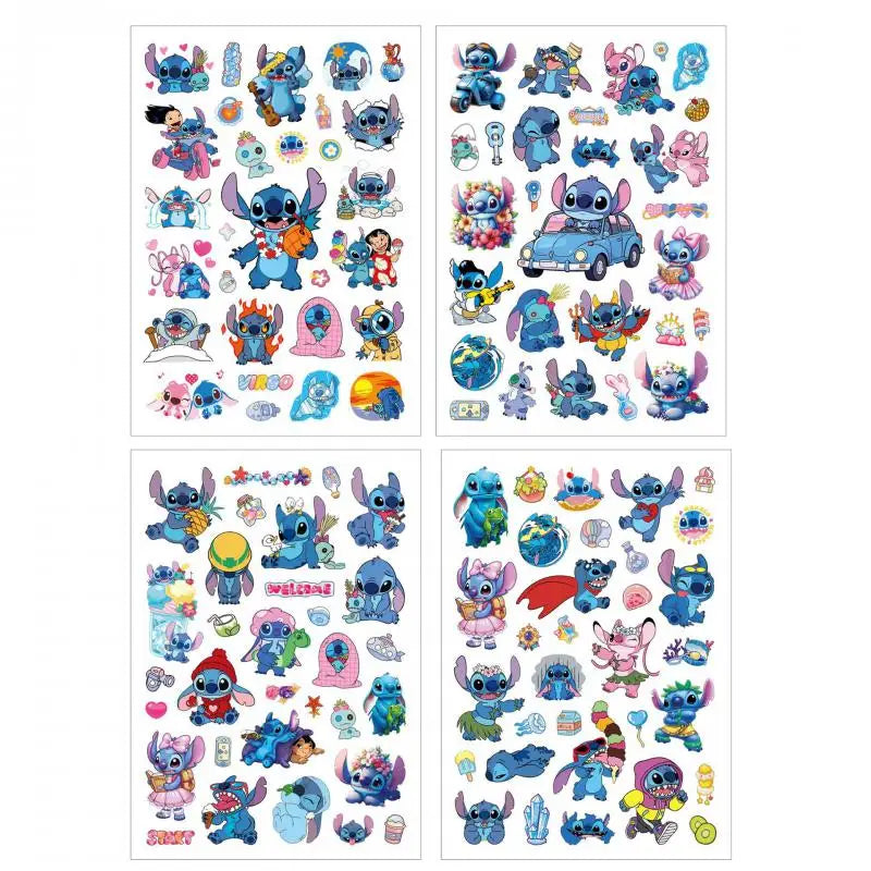 4Pcs/set Disney New Cartoon Stitch Tattoo Stickers Temporary Tattoos For Party Body Face Cute Tattoos Stickers Decoration