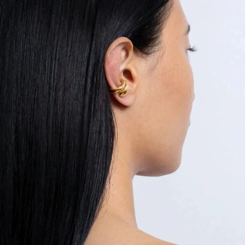 Punk Piercless Ear Clip Earring for Women Classic Gold Color Trendy Earcuff Earrings Girl Y2K Gift Simple Daily Wear Jewelry