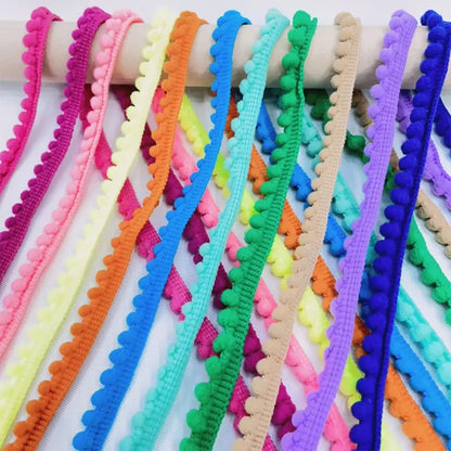 5/10Meters Mini Pom Pom Trim Ball Fringe Ribbon Lace Trim DIY Sewing Fringe Pompoms Lace for Pillow Curtains Home Decor 35Col