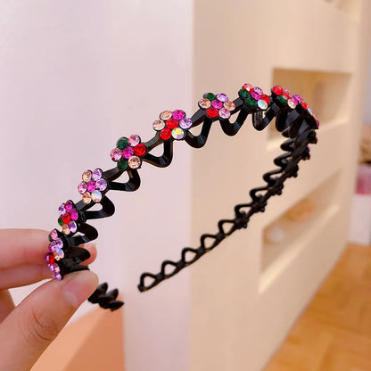 Non-Slip Rhinestone Hairbands Elastic Flower Fashion Pearl Women Hair Hoop Bands Headband Bezel Girls Hair Accessories Headdr