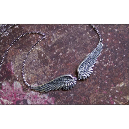 Vintage Silver Color Angel Wings Feather Choker Big Pendant Link Chains Statement Necklace for Women Wedding Tribal Gifts