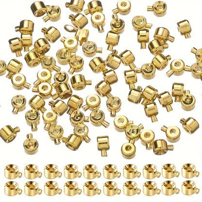 20pcs 3x4mm Coppers Positioning Buckles Clasps W/Bead Caps - DIY Necklace & Bracelet Connectors, Jewelry Closure Accessories 
