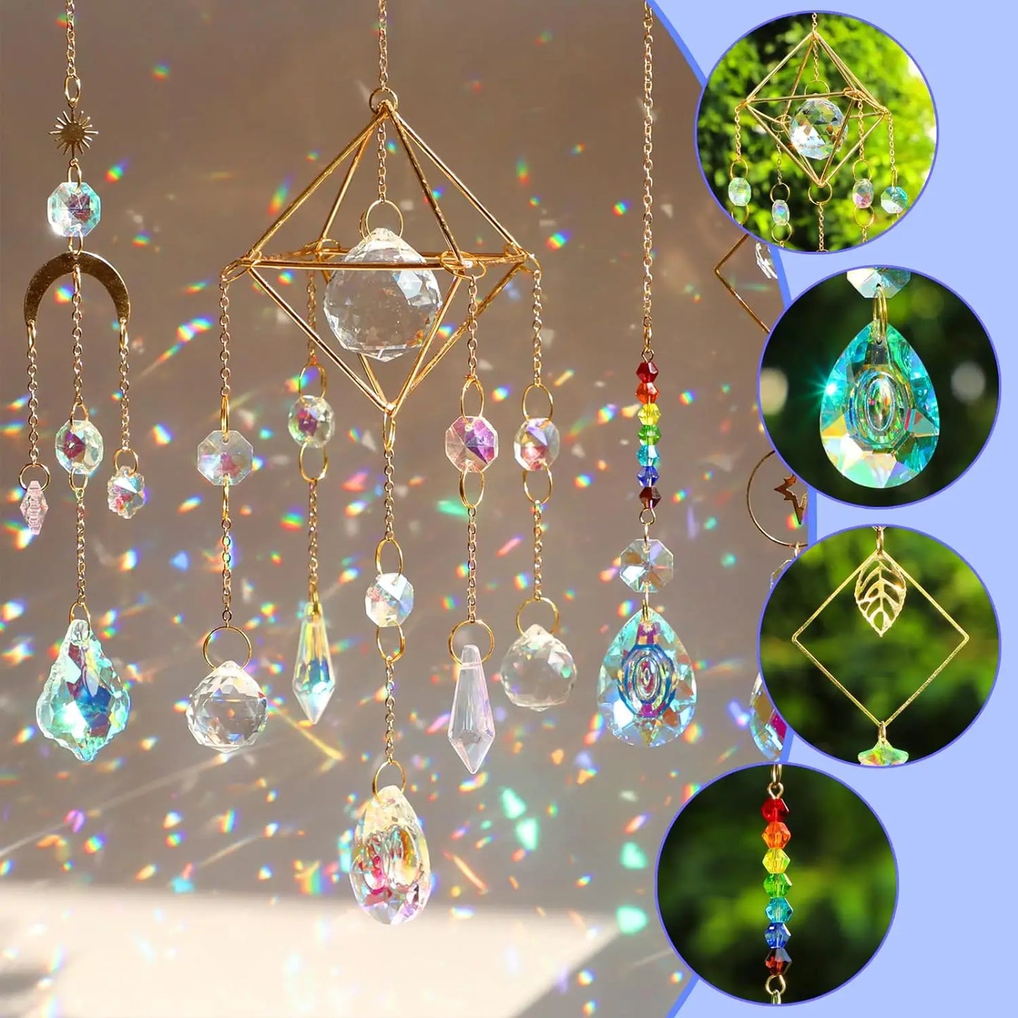 DIY Suncatchers, 400 pcs Sun Catchers Making Supplies Kit Art and Crafts for Adults Prism Hanging with Crystals Rainbow for W