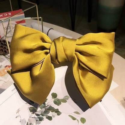 Solid Color Bow Ribbon Hair Clip New Women Large Bowknot Barrettes Women Ponytail Clip Headband Girls Hair Accessories Gift -