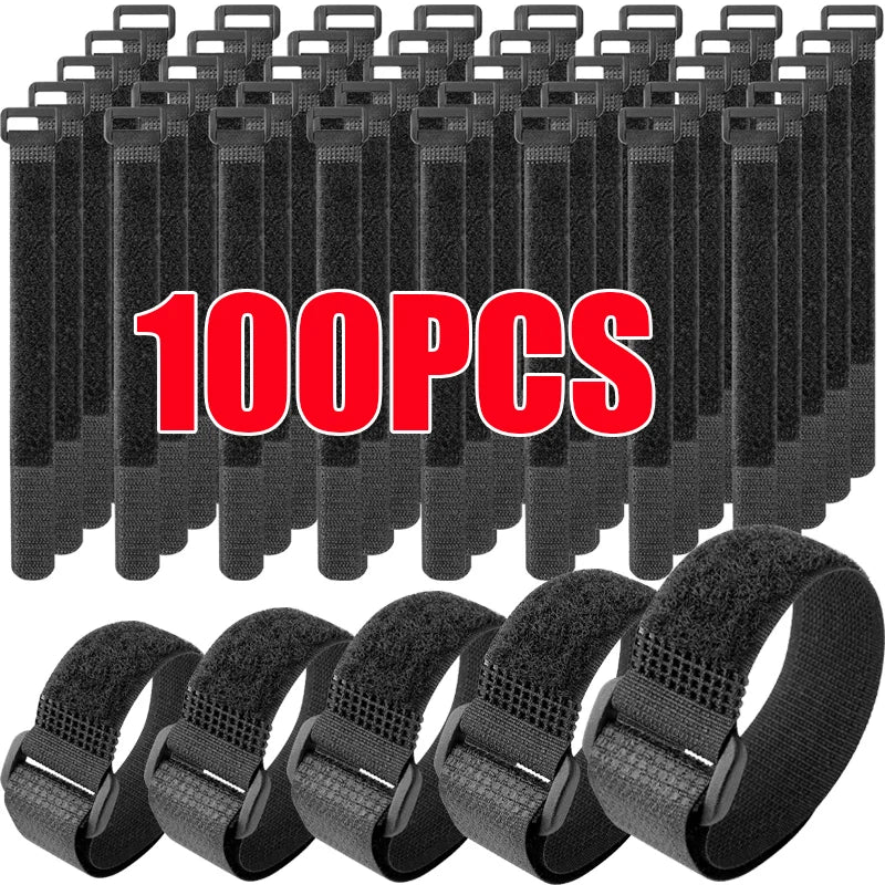 10-100pcs Reusable Hook and Loop Tie-downs Adjustable Nylon Cable Ties Nylon Fasteners Cord Straps Organizer for Securing Wir