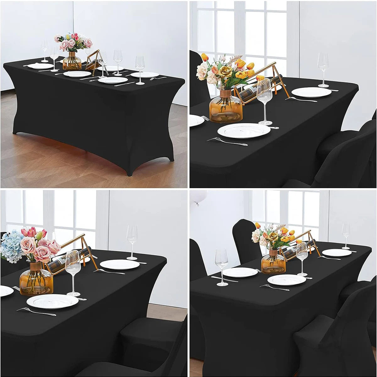 Spandex Tablecloth Tight Fitted Washable and Wrinkle Resistant Stretch Rectangular Patio Table Cover for Event Wedding Partie