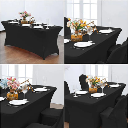 Spandex Tablecloth Tight Fitted Washable and Wrinkle Resistant Stretch Rectangular Patio Table Cover for Event Wedding Partie